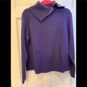 Purple sweater button cowl neck